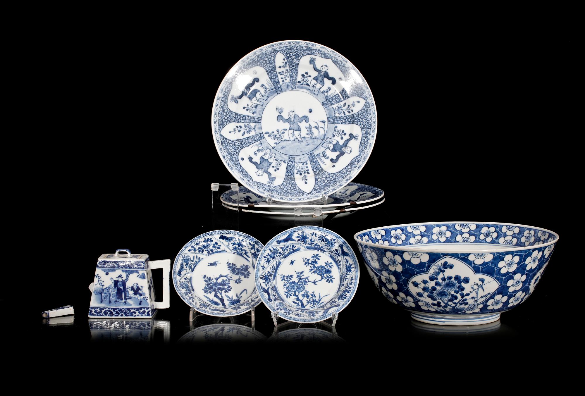 PARTI PORSLIN, 7 delar. Kina, 1700-1900-tal.