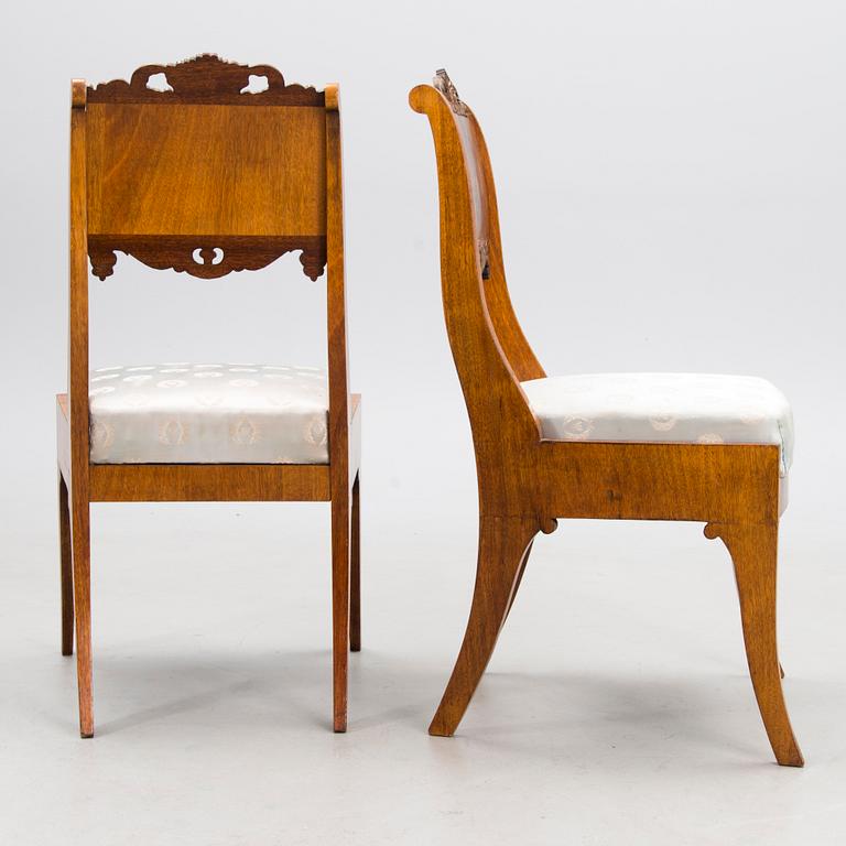 A pair of chairs, Biedermeier style, circa 1900.