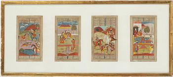 Figurscener, 4 st Mogul-stil, Iran Qajardynastin.