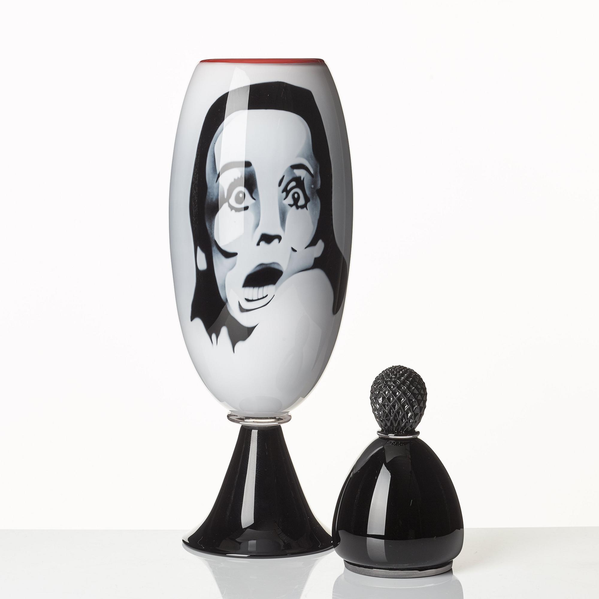 AKTAS Artglass, pokal med lock, "Goblet No 7", graal, Peter Hermansson och Micke Johansson, 2010, unik.