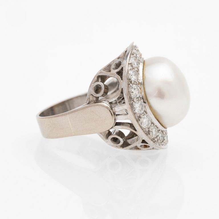 Jürgen Girgsdies, ring, 18K, diamanter, pärla, Stockholm, 1977.