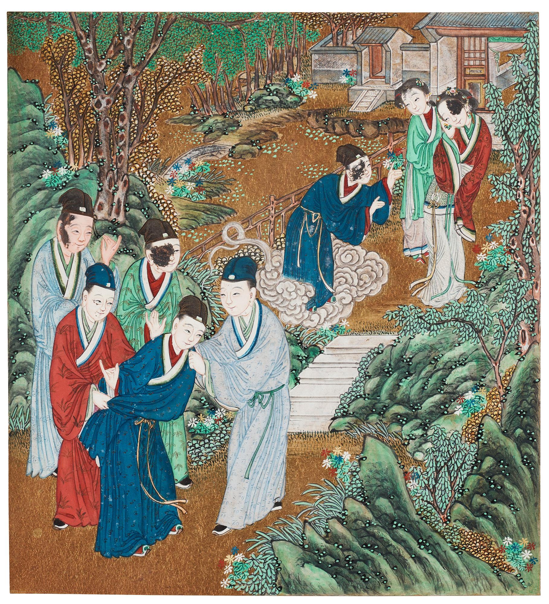 A set of nine Chinese watercolours by unknown artist, 19th Century.