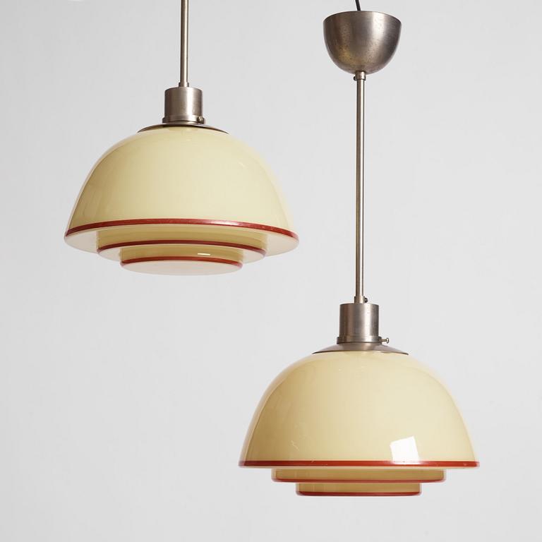 Harald Notini, a pair of ceiling lamps, model "10701", Arvid Böhlmarks Lampfabrik, 1930s.