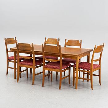 Carl Malmsten, a 'Calmare Nyckel' dining table and six chairs, second half of the 20th Century.