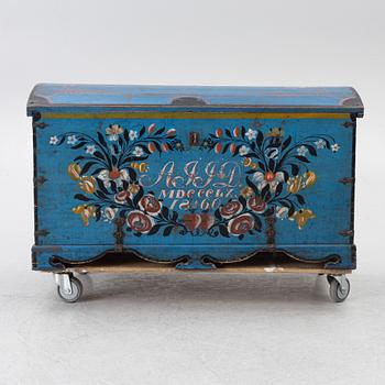 Kista, allmoge, Möjligen Blekinge, daterad 1860.