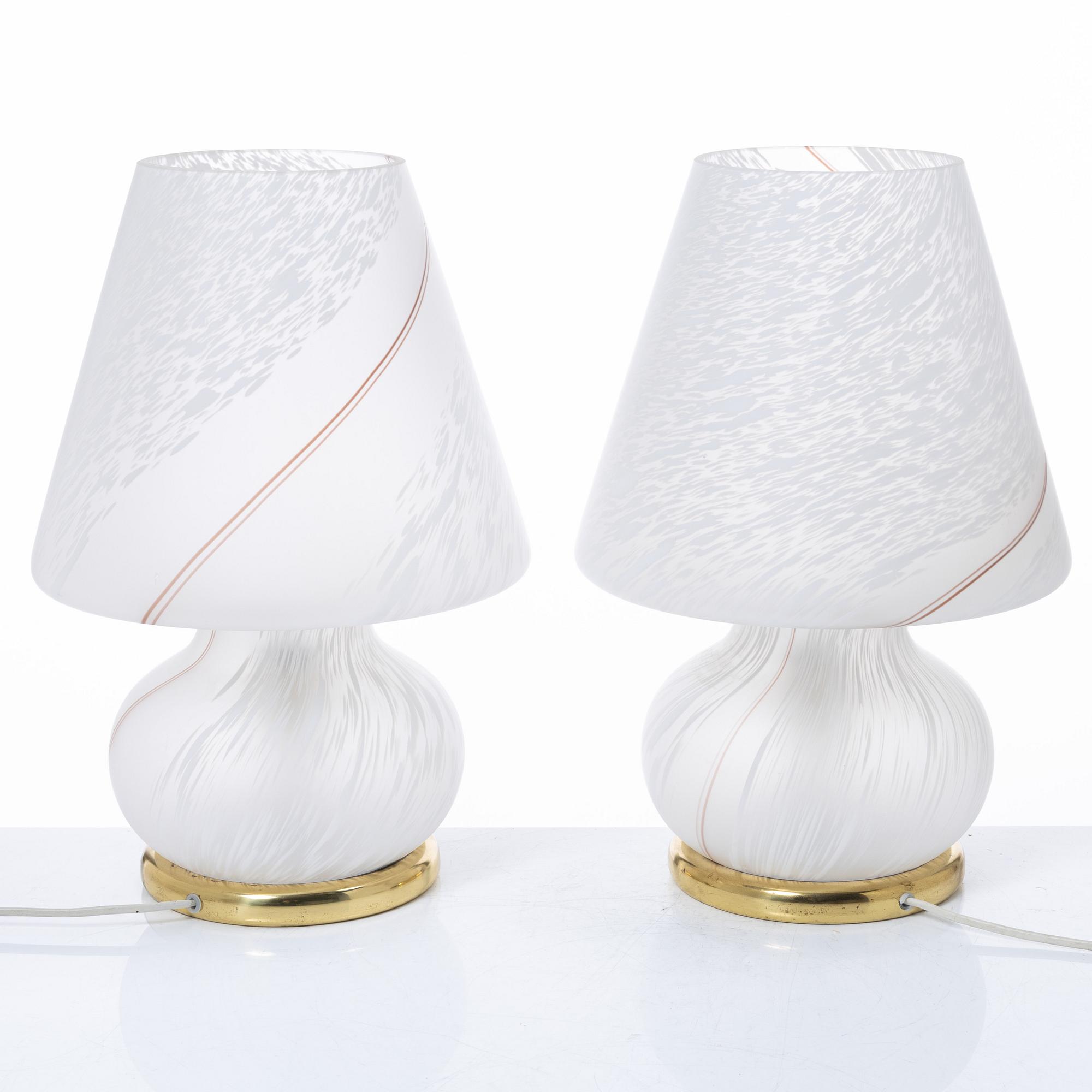 A pair of table lamps, Vetri, Murano, Italy, late 20th Century.