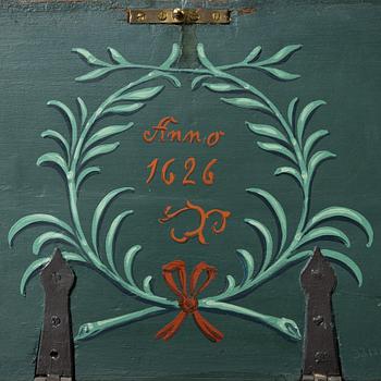 A carved wooden box, Sweden, 19th century.