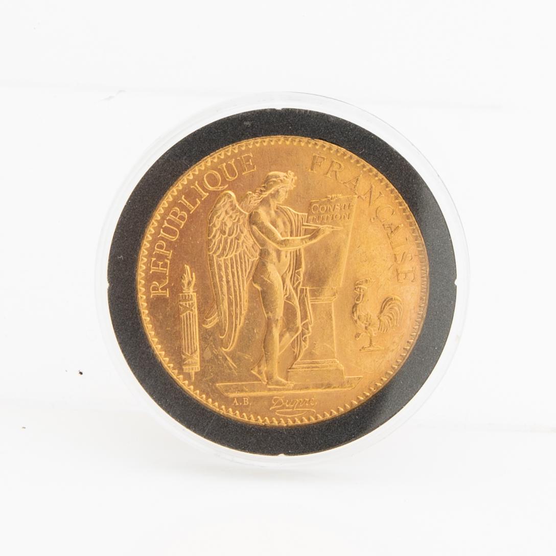 Gold coin France, III:rd Republic Genius 100 francs, 1906.