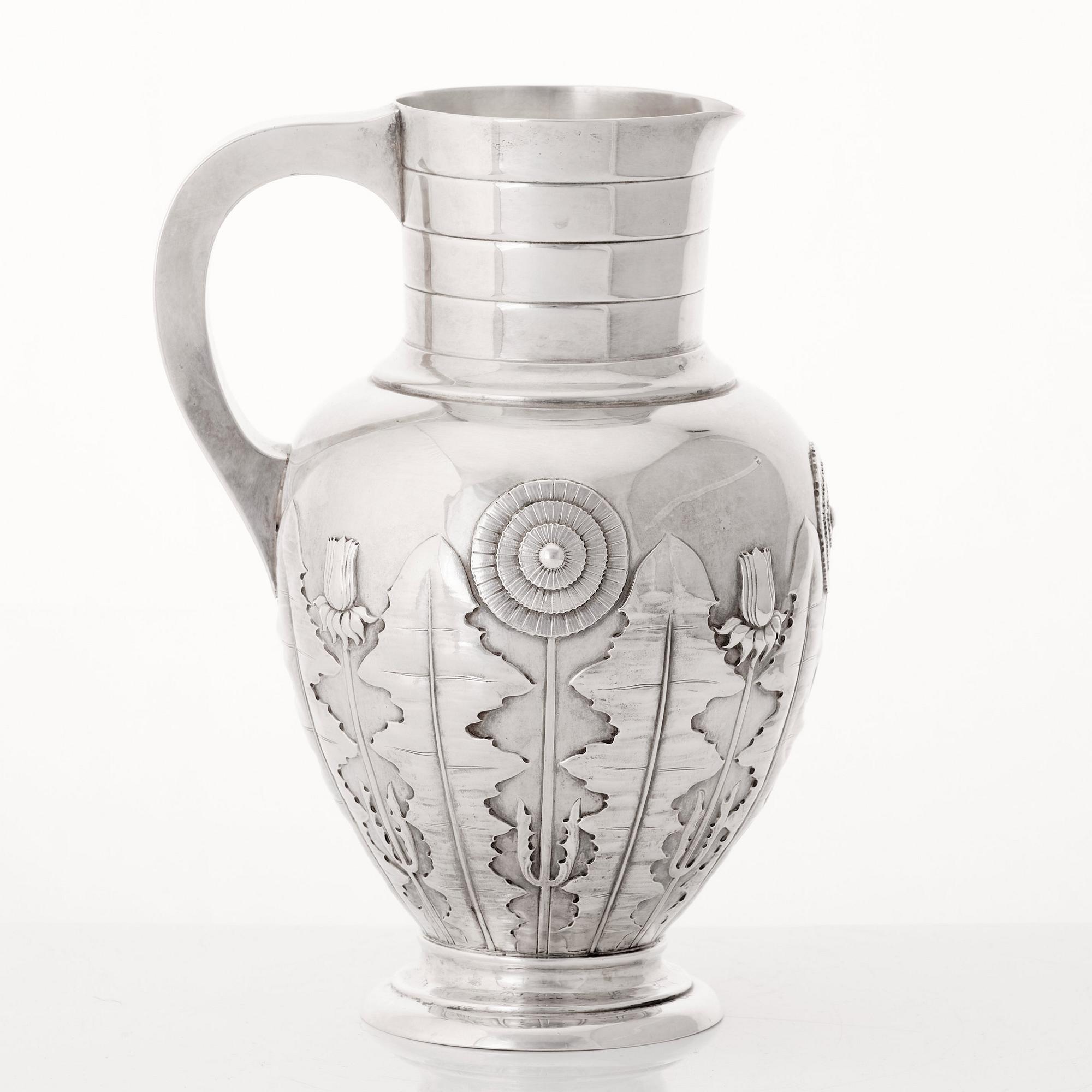 S & M Benzen, an Art Nouveau silver pitcher, Copenhagen 1905.