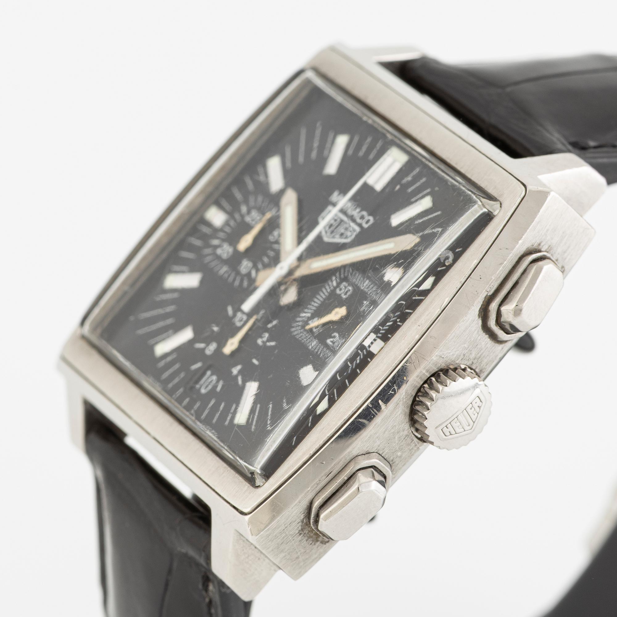 Heuer, Monaco, by Tag Heuer, armbandsur, kronograf, 38 x 38 (46,5) mm.