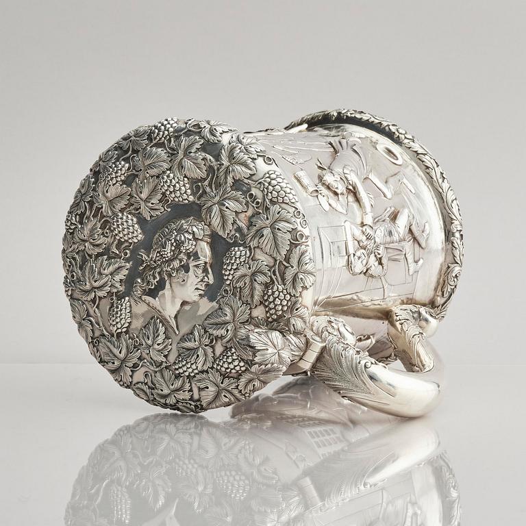 A Swedish 19th century parcel-gilt silver tankard, mark of Gustaf Folcker, Stockholm 1847.