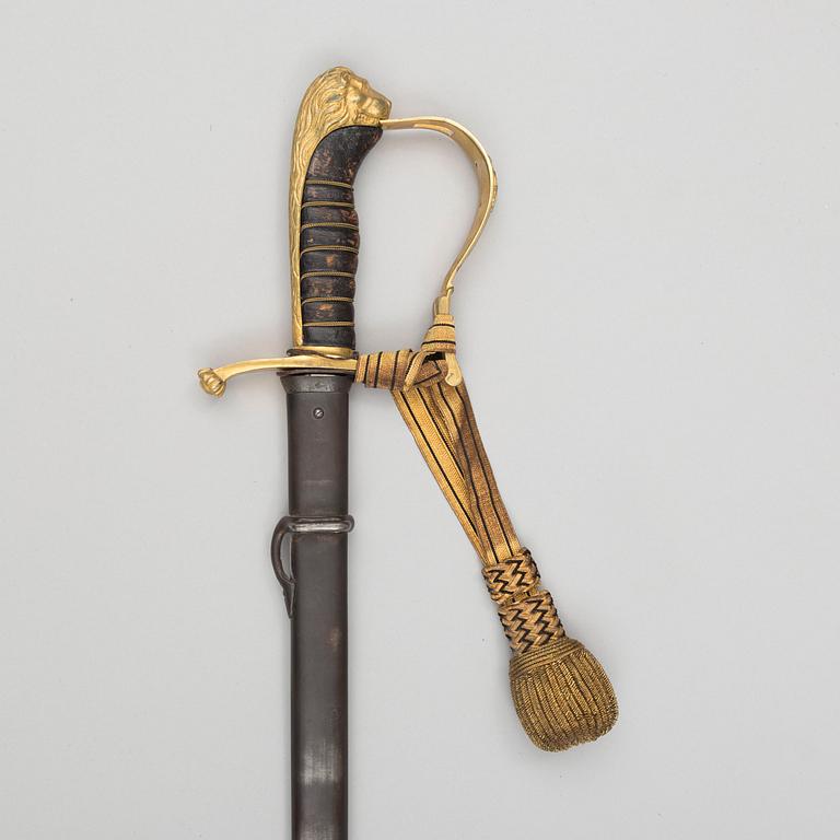 A Swedish infantry officer's sabre with scabbard.