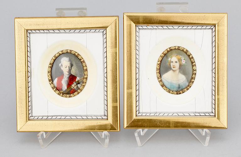 MINATYRER, 7 st, Gouache/foto, 1900-tal.