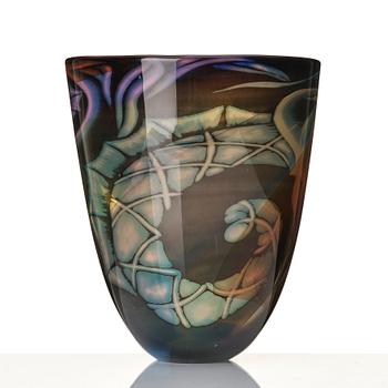 Eva Englund, a 'graal' glass vase, Orrefors, Sweden 1987.