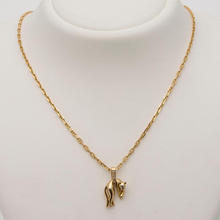 HÄNGE, briljantslipade diamanter, 14K guld, ked 18K guld.