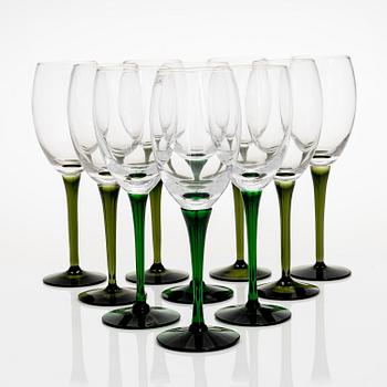 Saara Hopea, a set of ten 'Traviata' wine glasses, Nuutajärvi Notsjö.