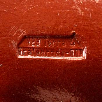 TOMTAR, figuriner,  3 st, terrakotta, två märkta Gräfenroda, Tyskland, 1900-talets mitt.