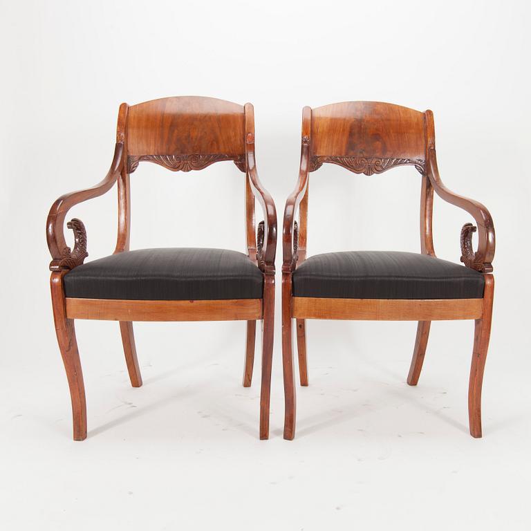 KARMSTOLAR, ett par, biedermeier, Ryssland 1800-talets mitt.