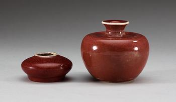 A sang de boef glazed vases, Qing dynasty.