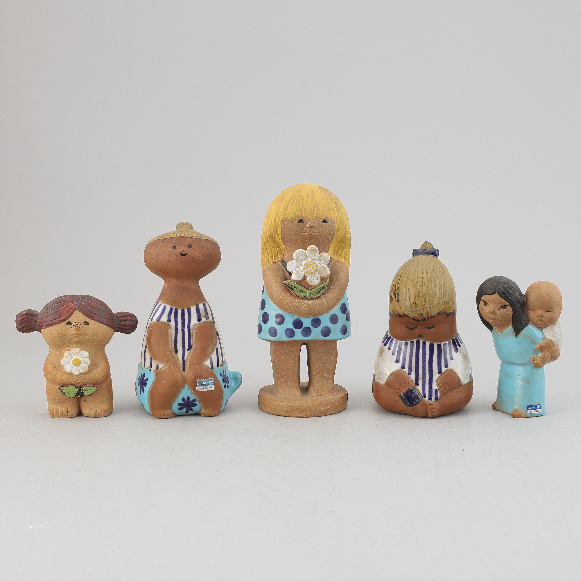 Lisa Larson, a set of five stoneware figurines from Gustavsberg.