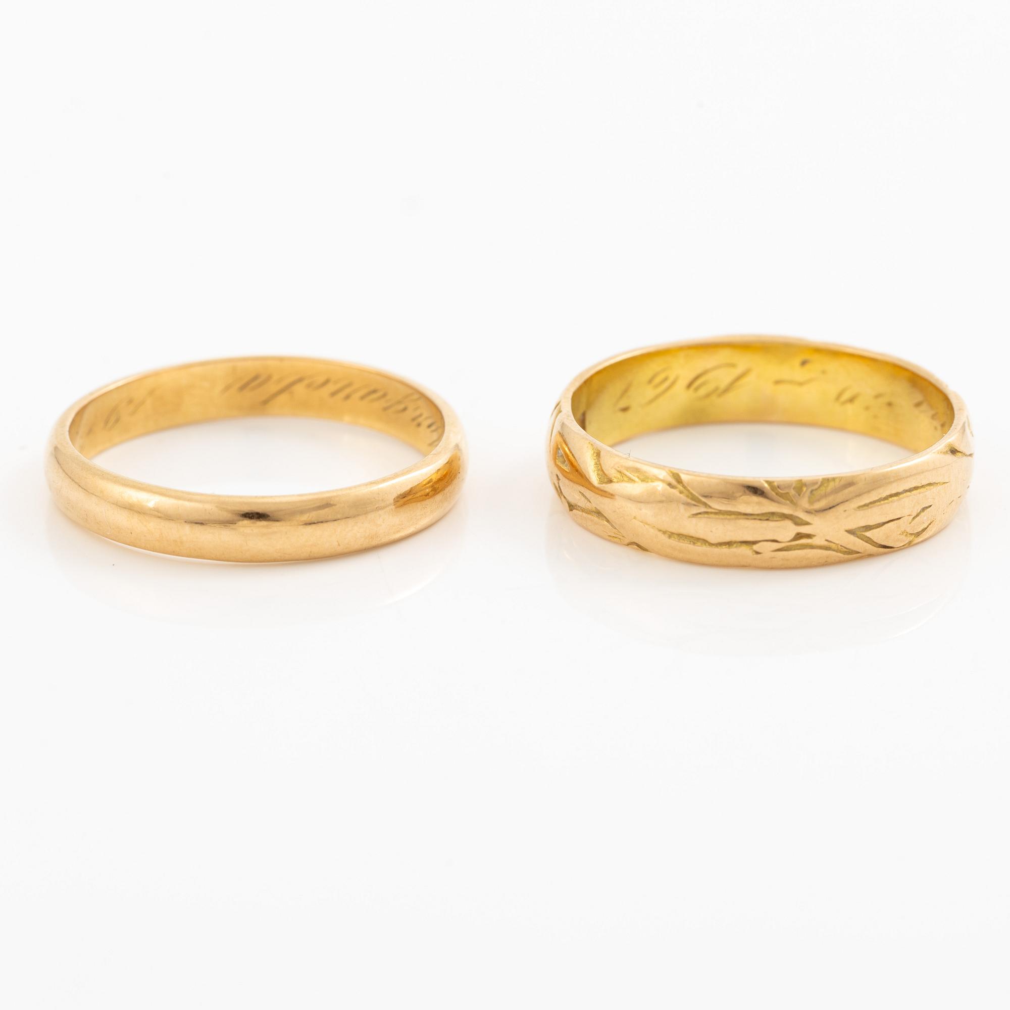 Rings, 2 pieces, 18K gold.