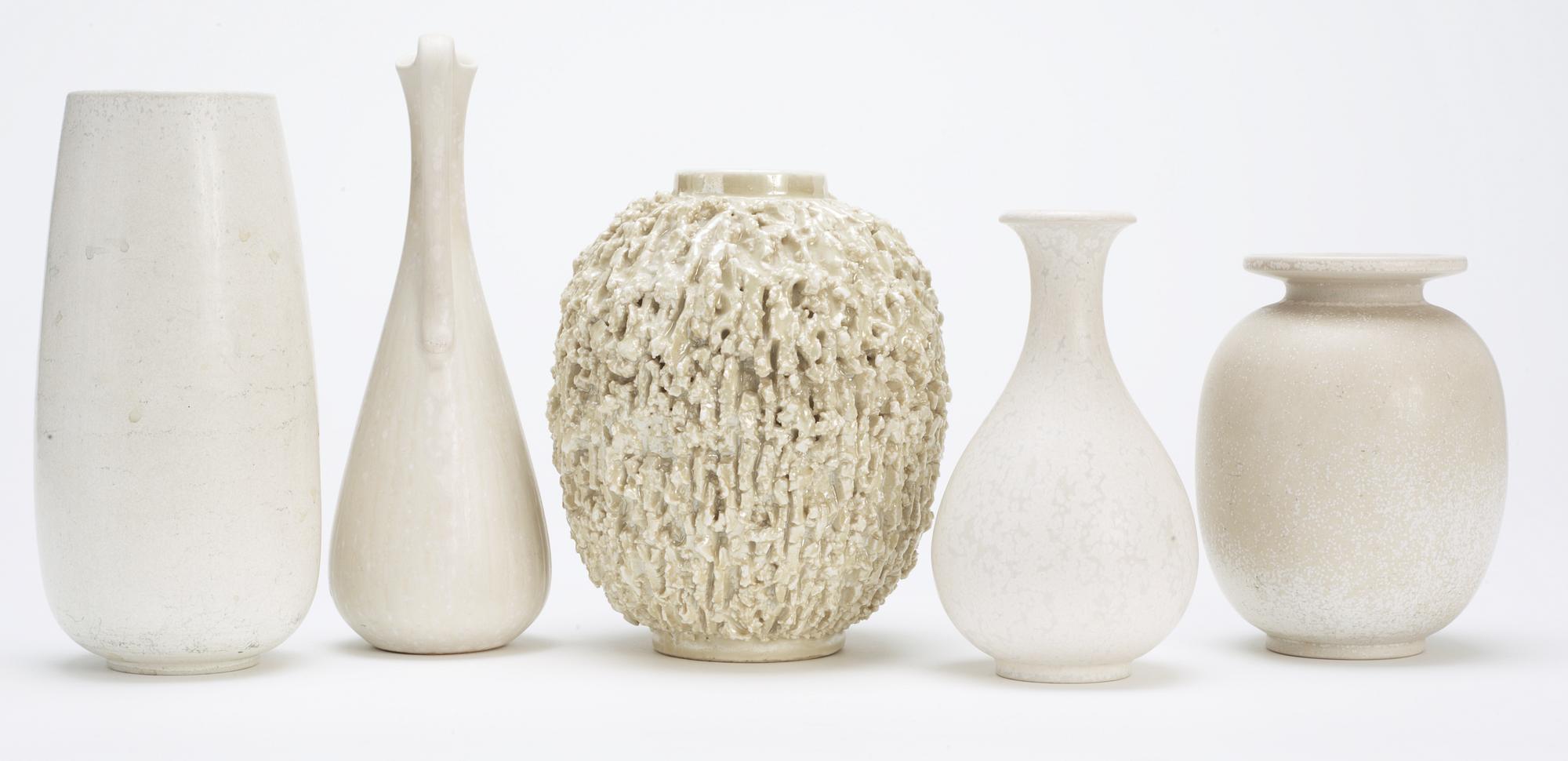 A set of five Gunnar Nylund stoneware vases, Rörstrand.