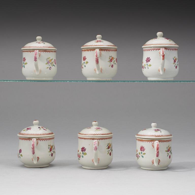 A group of six custard cups with covers, Qing dynasty, Qianlong (1736-95).