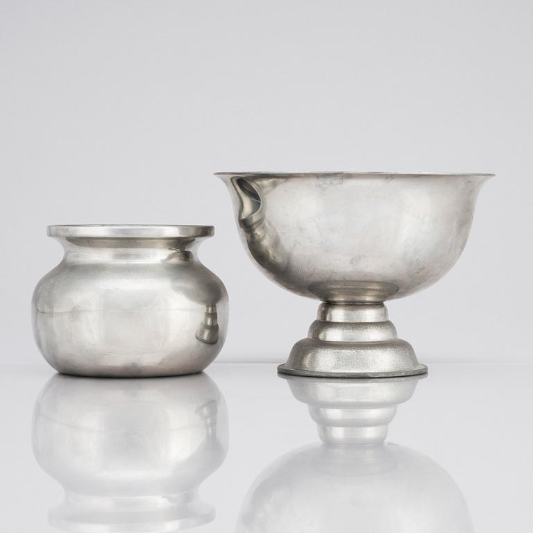 Svenskt Tenn, a pewter footed bowl and jar (designed by Josef Frank), Stockholm 1928 and 1972.