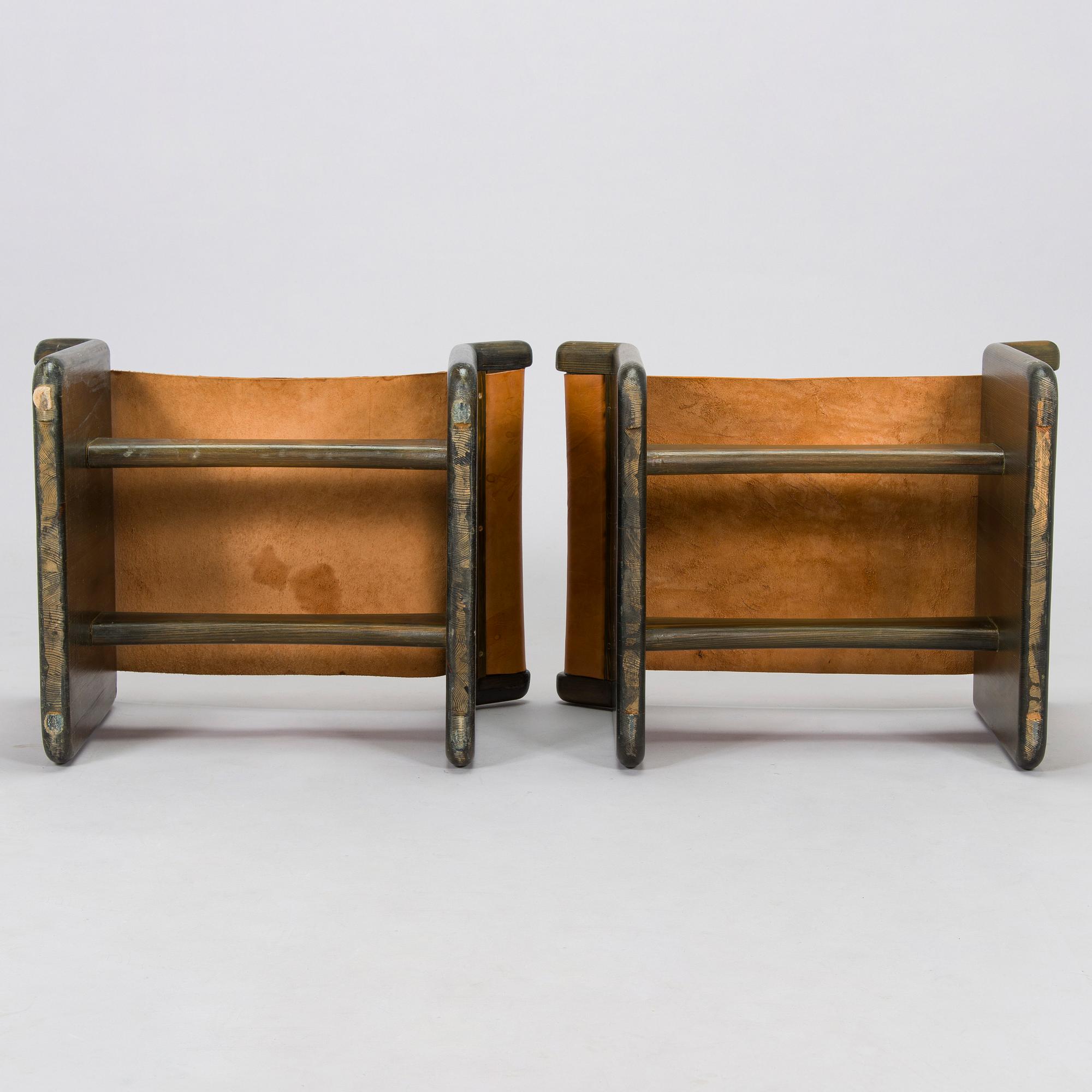 Tapio Wirkkala, a pair of stools made to order  for the Finnish Glass Museum manufactured by  Reino Huotari 1981.