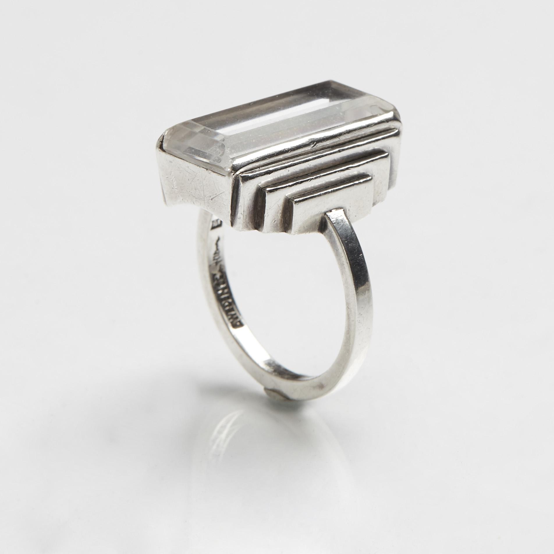 Wiwen Nilsson, a sterling and facet cut rock crystal ring, executed in Lund Sweden 1964.