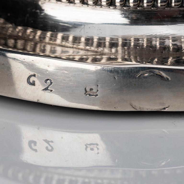 Johan Henrik Schvart, ljusstakar, s k resestakar, ett par, silver, Karlskrona 1789. Gustavianska.