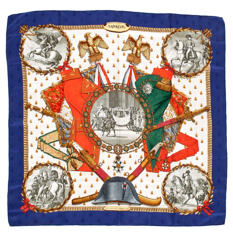 HERMÈS, silk scarf, "Napeléon".