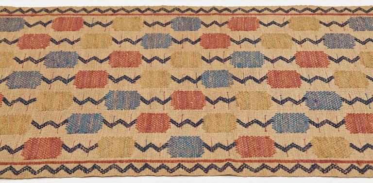 Märta Måås-Fjetterström, A TEXTILE, "Skaftblomman", flat weave, ca 192 x 76 cm, signed MMF.