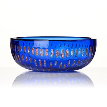 Sven Palmqvist, a ravenna glass bowl, Orrefors, Sweden, 1975, no 6228.