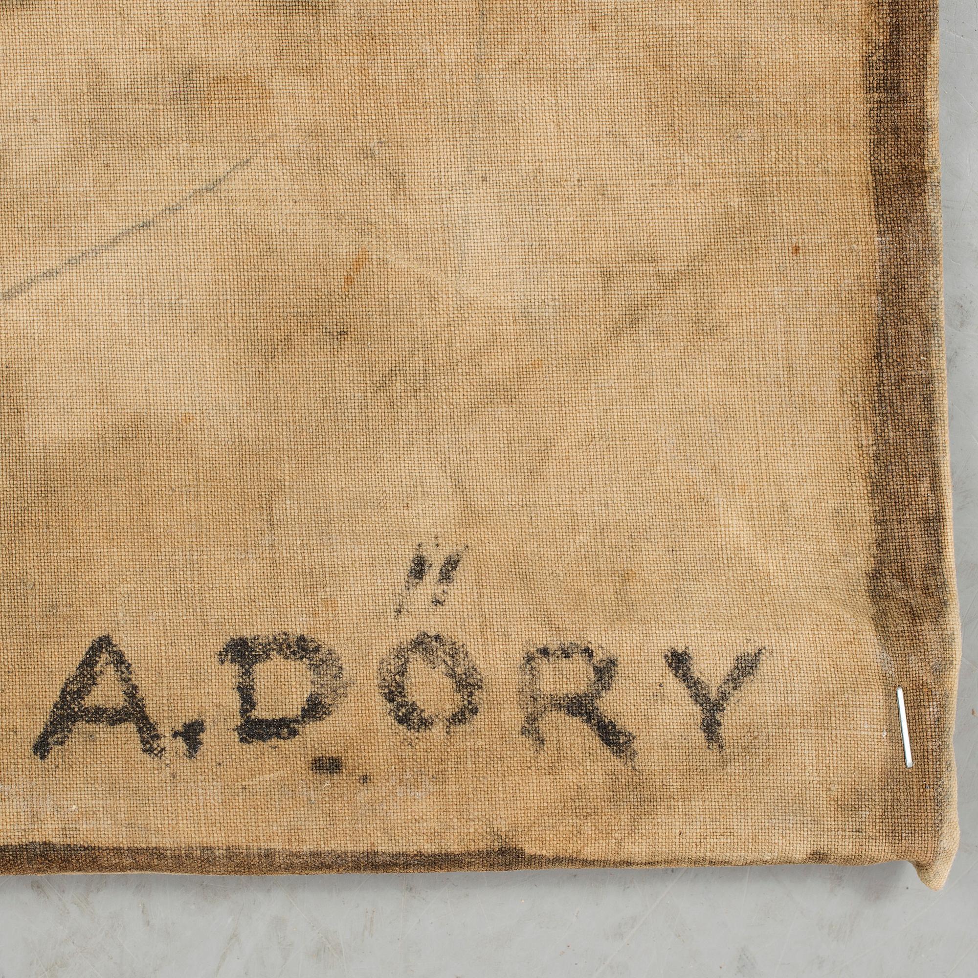 TEXTILMÅLNING, sign A Döry, sign.