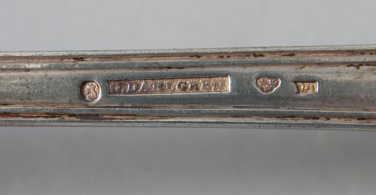 SOPPSLEV samt RAGUSKED, silver, bl a Gustaf Dahlgren, Malmö, 1851.