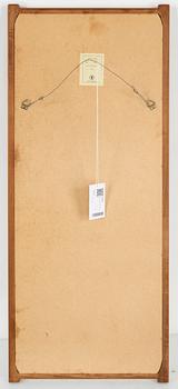 A Swedish teak mirror, Fröseke Nybrofabriken, 1950s / 60s. Signed with label.