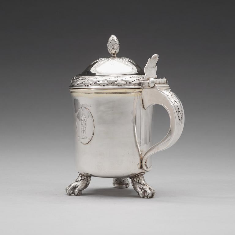 A Swedish 18th century parcel-gilt silver tankard, mark of Erik Sorsell, Stockholm 1794.