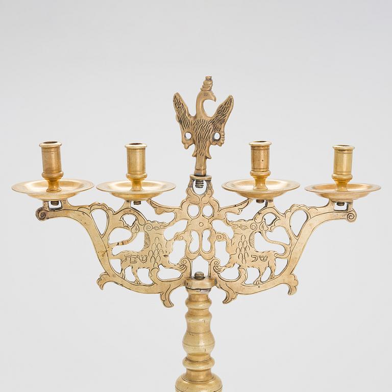 Kandelaber, mässing, Judaica, Polen.