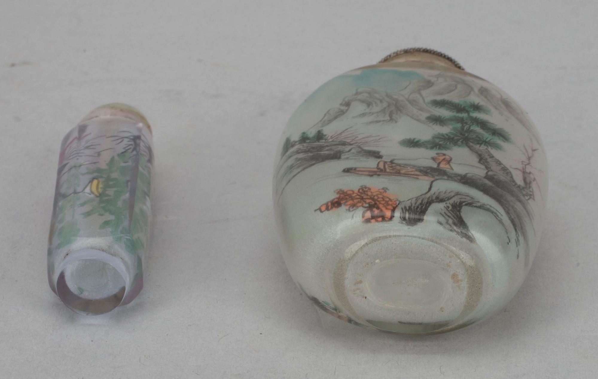 SNUSFLASKOR, 2 st., glas samt turkos. Kina, tidigt 1900-tal.