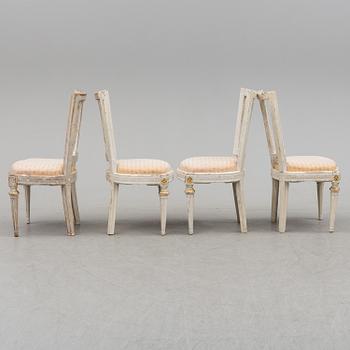 A set of four late Gustavian Lindome chairs from around year 1800.