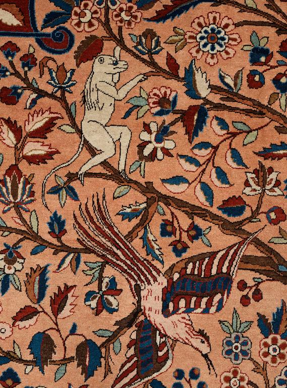 Matto, a semi-antique Kashan, a so called Dabir, ca 383,5-387,5 x 269,5-275 cm.