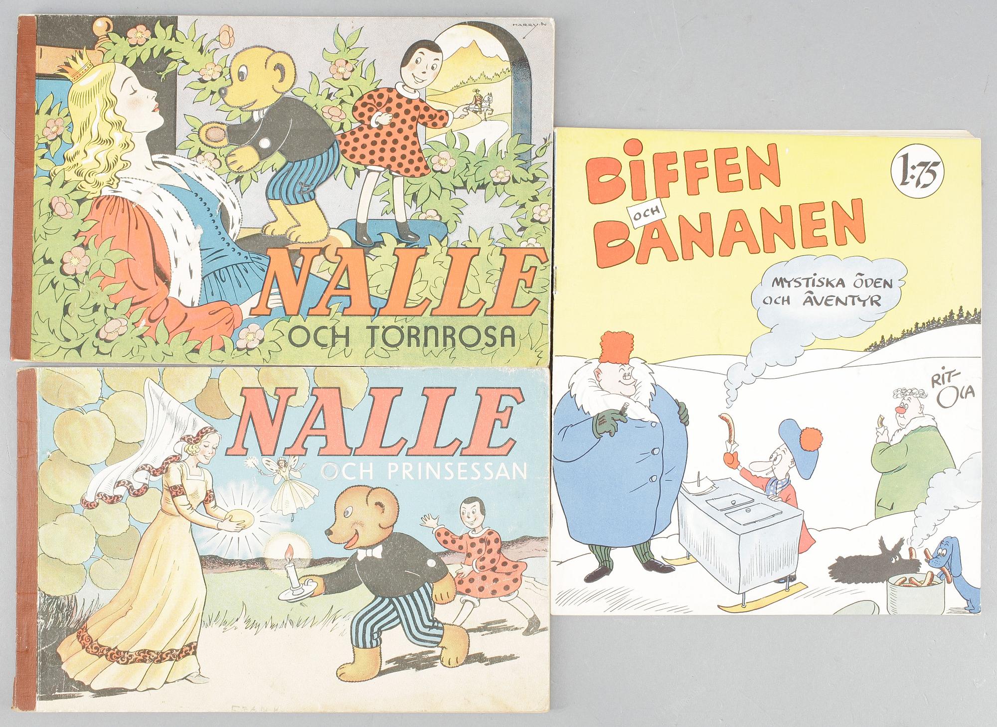SERIETIDNINGAR, 6 st. Biffen & Bananen, Nalle, Knoll och Tott.
