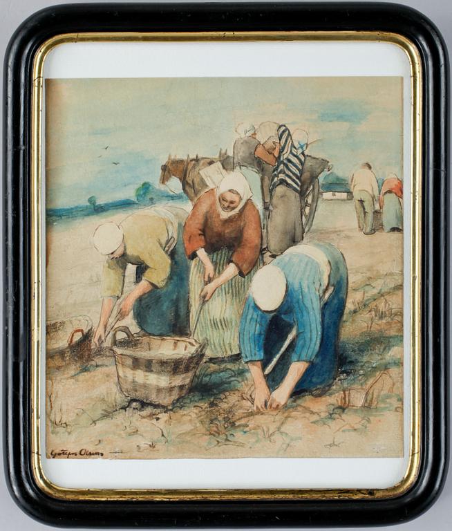 GOTTFRID OLSSON, akvarell, sign.