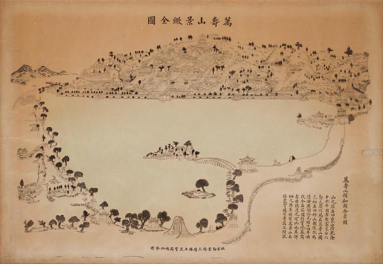 A print of map over the Summer Palace, Qing dynasty.