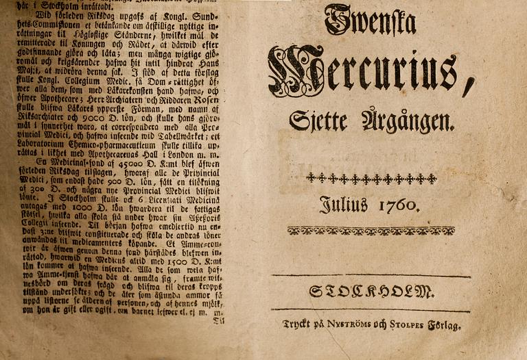 PARTI SMÅTRYCK SAMT TIDNING, ca 20 st, 1600-1800-tal.