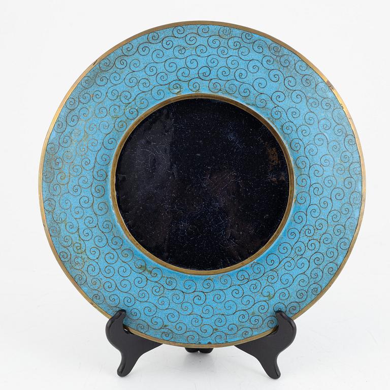 A cloisonné enamel charger, China, 20th Century.