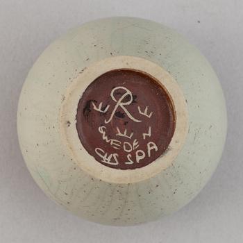 Carl-Harry Stålhane, a stoneware teapot and a set of three vases, Rörstrand, second half of the 20th Century.