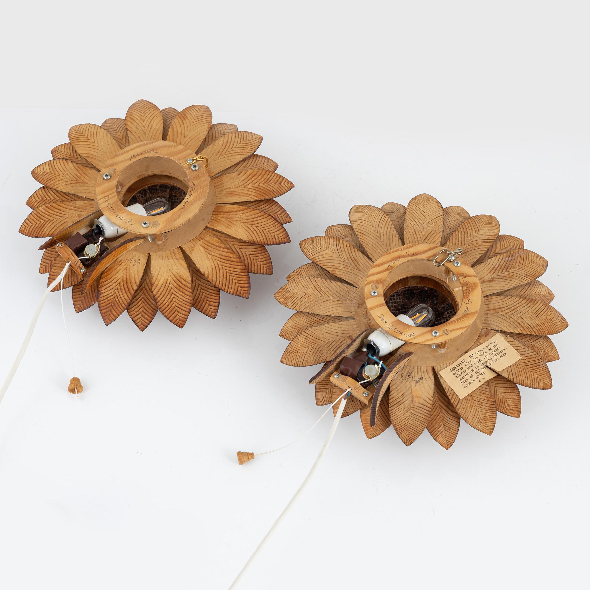 Vägglampor, ett par, Einar Karlsson, 1988-89.