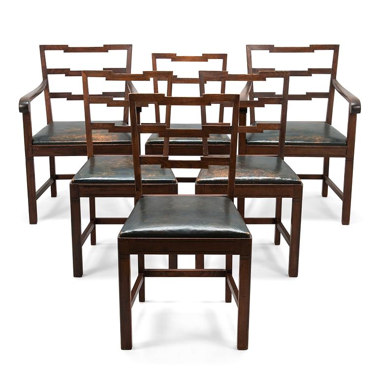 MIKKO S. NUPPONEN, a set of six 1930's 'Jukola' chairs for HMN Huonekaluliike Mikko Nupponen. Finland.